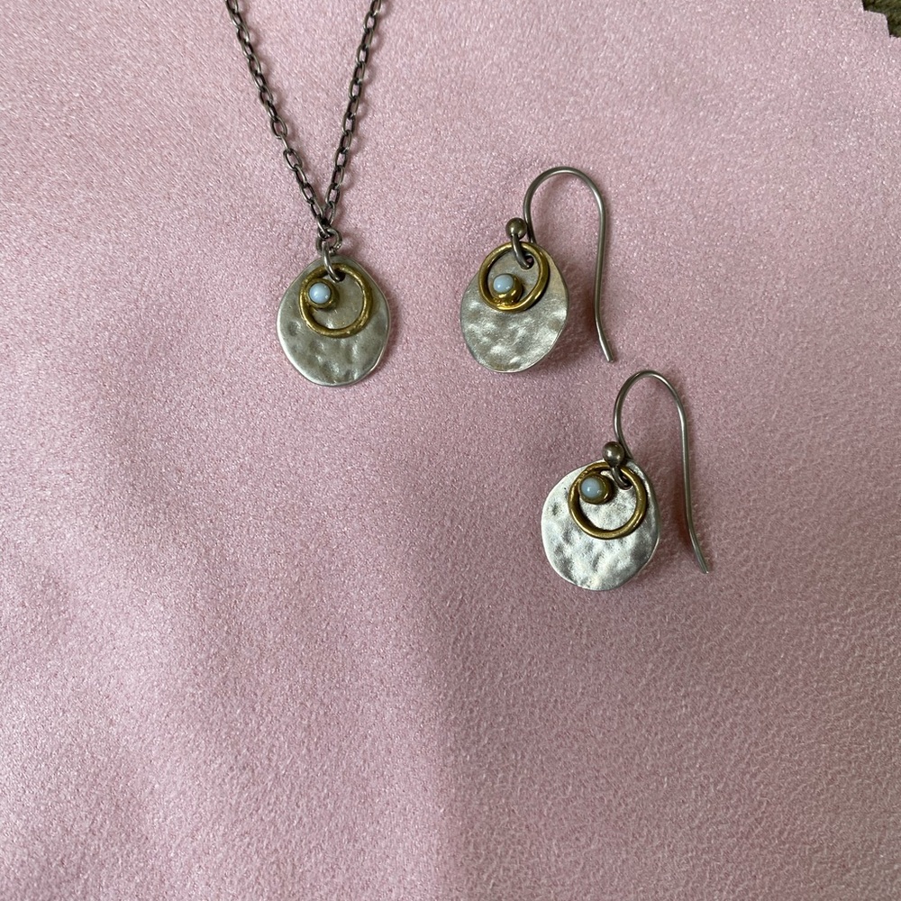 Silpada Silver and Bronze Pendant Necklace and Earring Set W1670 N1671 - Picture 2 of 6